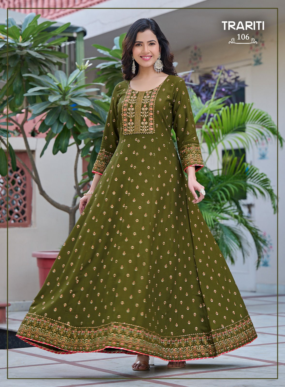 Trariti 101 Rayon Printed Long Anarkali Kurtis Wholesale Price In Surat
